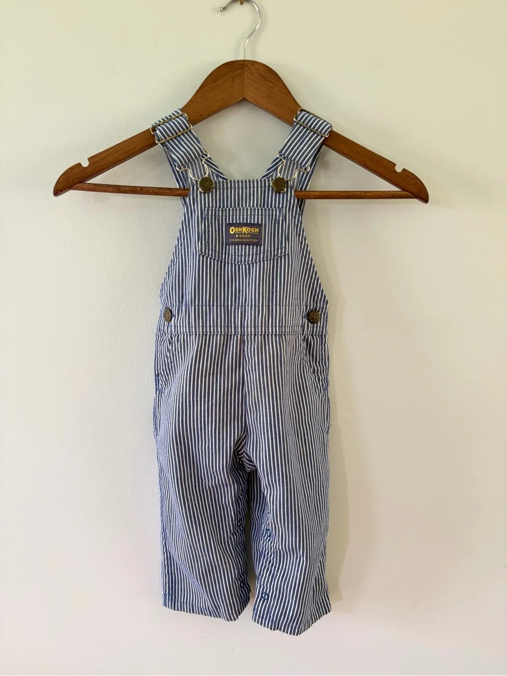 Vintage Toddler OshKosh Striped Railroad Baby Denim Overall Bibs